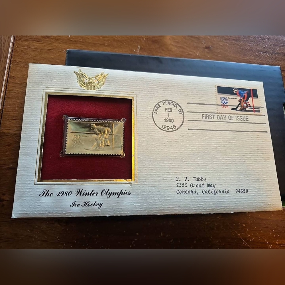 1980 Winter Olympics Hockey Gold Stamp
